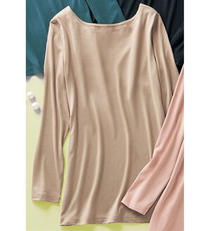 「ニットの不快感にさよならクルーネックインナー（肌着・インナーウェア）」｜ベージュ