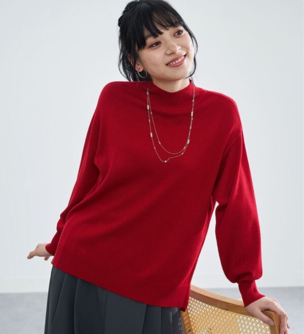 BELLUNA（ベルーナ）の「ロンＴが苦手な方に！なめらかシルクタッチニットＴ（ニット・セーター）」｜詳細画像