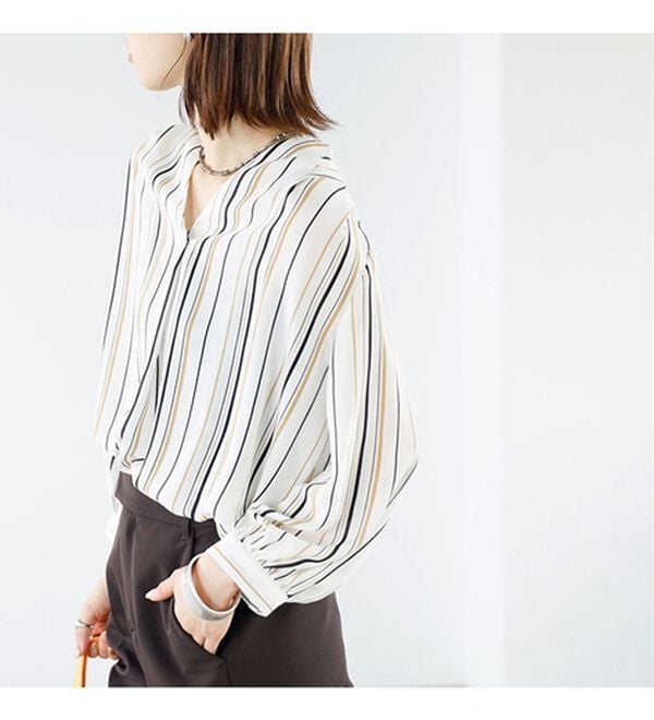 GeeRA（ジーラ）の「シルエットきれい！上品7分袖デザインブラウス（ブラウス）」｜詳細画像