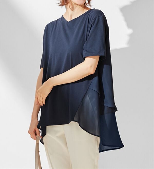 alotta（アロッタ）の「【接触冷感】バックシフォン切替チュニック（チュニック）」｜詳細画像