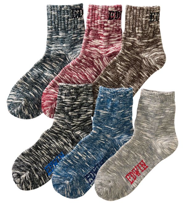 「【６足組】＜エドウイン＞綿混スラブ杢ソックス（メンズ靴下・タイツ）」｜詳細画像