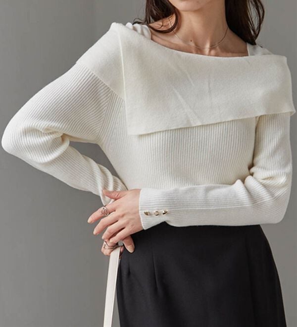 RANAN（ラナン）の「アシメオフショルリブニット（ニット・セーター）」｜詳細画像