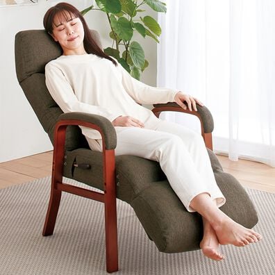 「脚までくつろぐ高さが調整できるレバー式高座椅子（椅子・チェア・スツール）」