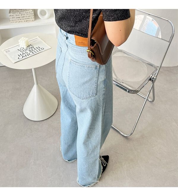 GeeRA（ジーラ）の「オリジナルパッチハイウエストデニム（ワイドパンツ・ガウチョ）」｜詳細画像