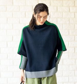 ルフラン（ルフラン）の「すっきり見えのライン配色ニット（ニット・セーター）」｜ネイビー系