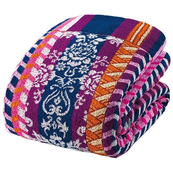 「枕カバー付大判ボリュームジャカード織タオルケット（肌掛布団・タオルケット）」｜ピンク