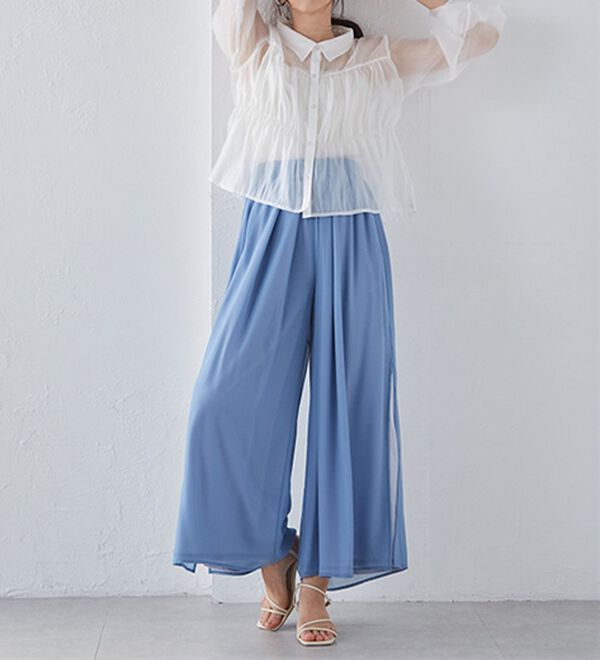 RANAN（ラナン）の「ひんやり！サイドスリットシフォンパンツ（フルレングスパンツ）」｜詳細画像