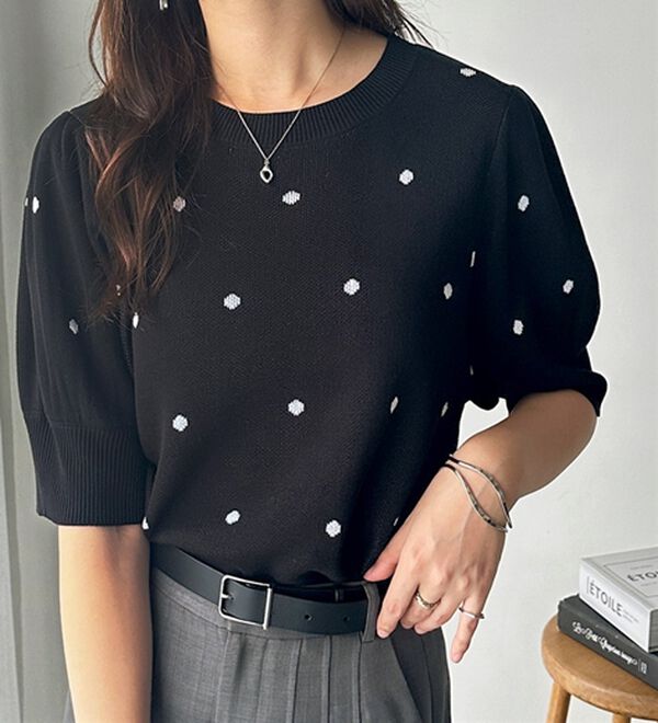 GeeRA（ジーラ）の「ドット柄ジャガードトップス（ニット・セーター）」｜詳細画像