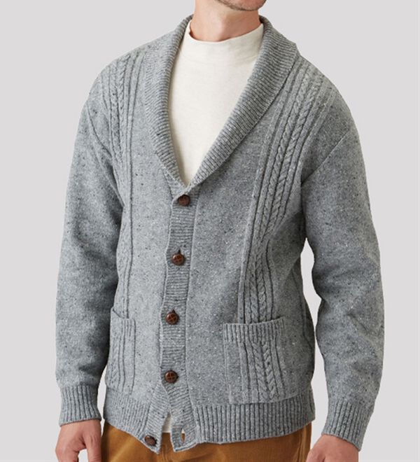 「日本製　素敵な色彩杢調ショールカラーカーディガン（メンズカーディガン）」｜詳細画像