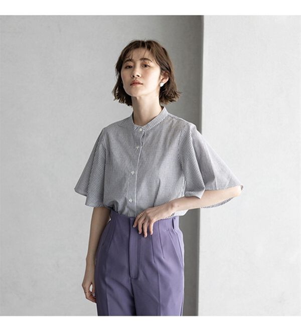 GeeRA（ジーラ）の「フレアー袖バンドカラーブラウス（ブラウス）」｜詳細画像