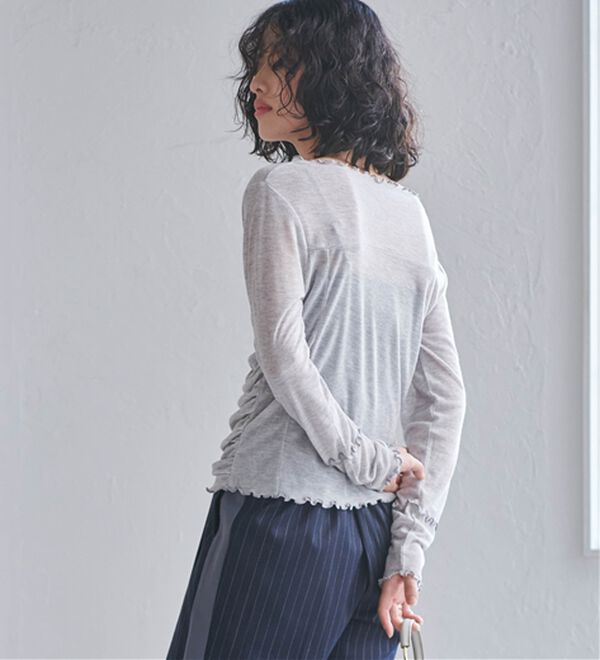 RANAN（ラナン）の「ギャザーデザインシアーTシャツ（Tシャツ）」｜詳細画像