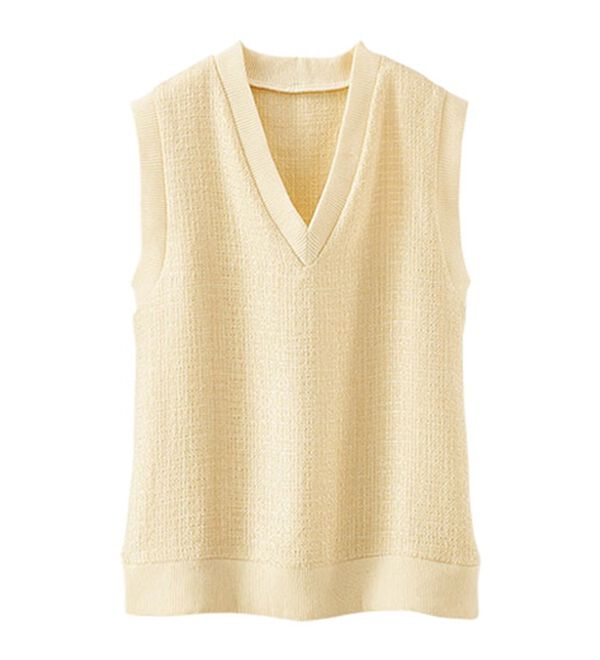 BELLUNA（ベルーナ）の「ツイード調素材Ｖネックデザインベスト（ベスト）」｜詳細画像