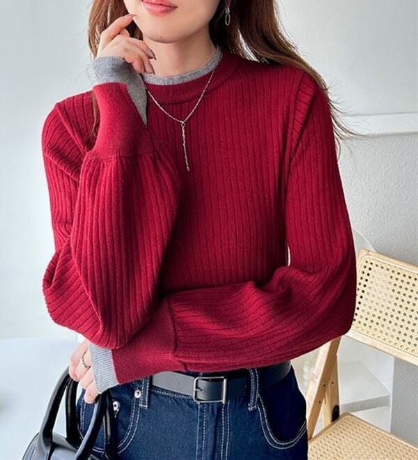 GeeRA（ジーラ）の「【再入荷】レイヤード風モチっと柔らかリブニット（ニット・セーター）」｜詳細画像