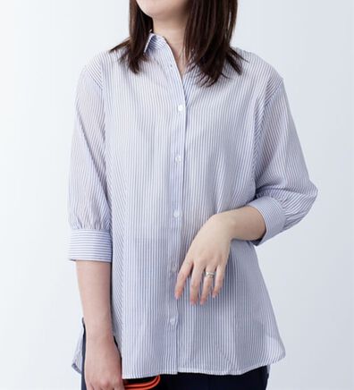 BELLUNA（ベルーナ）の「シアーストライプ素材シャツチュニック（シャツ）」