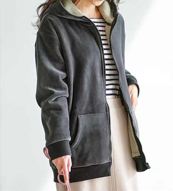 BELLUNA（ベルーナ）の「【快適Ｌａｂ．】リッチベロア素材裏ボアパーカー（パーカー）」｜詳細画像