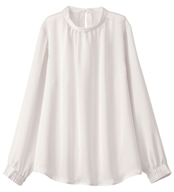 BELLUNA（ベルーナ）の「大人の艶感ヴィンテージサテン素材ブラウス（ブラウス）」｜オフ白