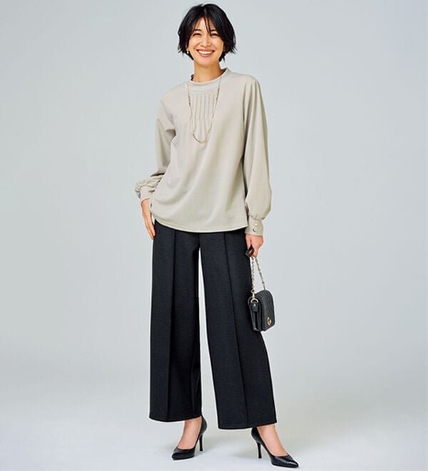 BELLUNA（ベルーナ）の「圧縮ニット素材ワイドパンツ（ワイドパンツ・ガウチョ）」｜詳細画像