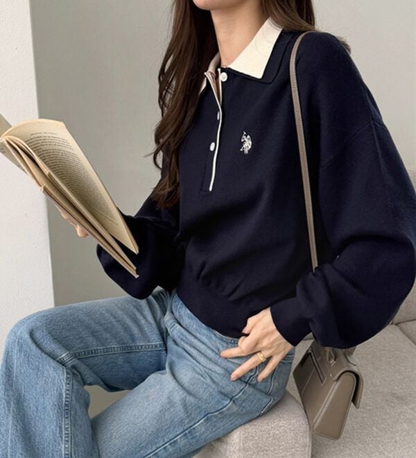 GeeRA（ジーラ）の「【U.S. POLO ASSN.】バイカラーポロ衿ニット（ニット・セーター）」｜詳細画像