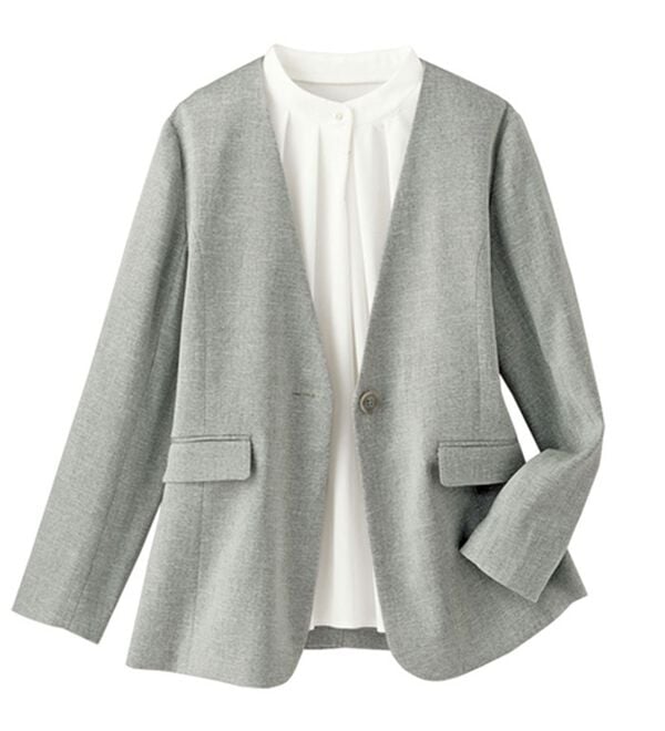 BELLUNA（ベルーナ）の「＜楽スタフィット＞ノーカラージャケット（ノーカラージャケット）」｜詳細画像