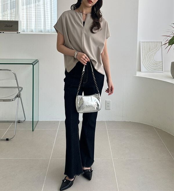 GeeRA（ジーラ）の「前後２ＷＡＹハーフジップＴブラウス（ブラウス）」｜詳細画像