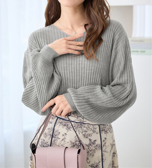 alotta（アロッタ）の「【洗える】カシミヤタッチボリューム袖ニット（ニット・セーター）」｜詳細画像
