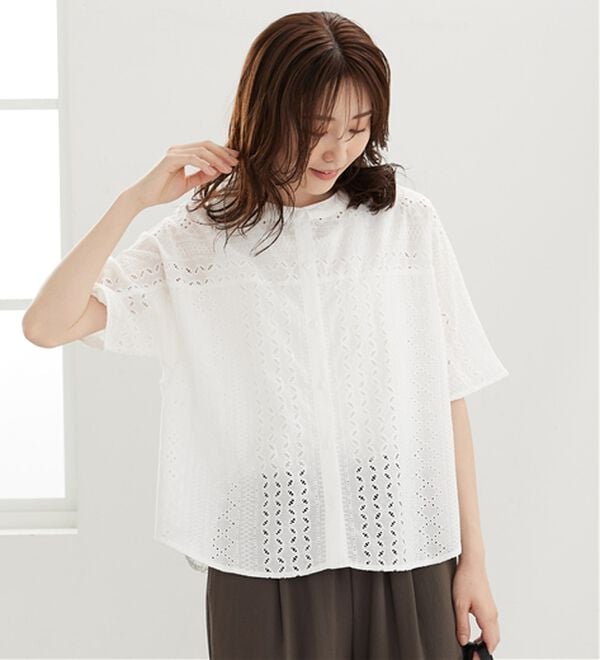 BELLUNA（ベルーナ）の「綿１００％刺しゅう切替ドルマンブラウス（ブラウス）」｜詳細画像