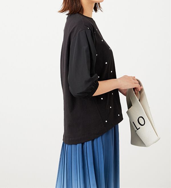 BELLUNA（ベルーナ）の「ドット刺しゅうデザイン袖切替プルオーバー（カットソー）」｜詳細画像