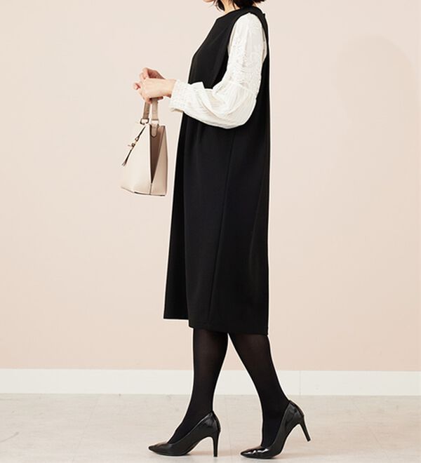 BELLUNA（ベルーナ）の「【新色追加】袖レース切替デザインきれい見えワンピース（その他ワンピース）」｜詳細画像