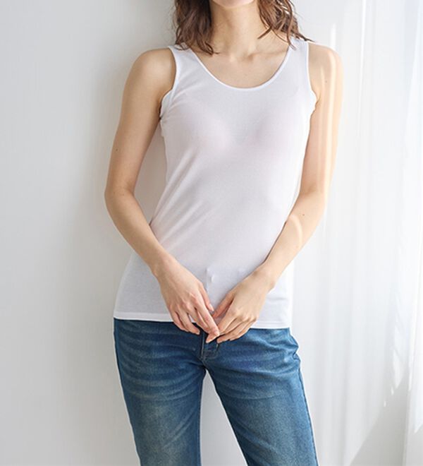 LAVIENNE（ラヴィエンヌ）の「【汗かきさん必見！】涼感サラッと快適汗取りタンクトップインナー＜さらりラボ＞（肌着・インナーウェア）」｜詳細画像