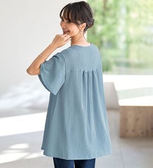 BELLUNA（ベルーナ）の「よく伸びてラク！ポコポコ着やせチュニック（チュニック）」｜サックス