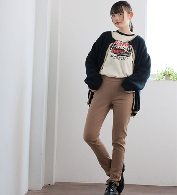 A HAPPY MARILYN（アハッピーマリリン）の「【Ｍ～８Ｌ】【選べる丈】のび～る ストレッチ ツイル 魔法の 美脚レギンスパンツ（スリム・スキニーパンツ）」｜詳細画像