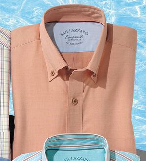 「大人のサマーオックス半袖シャツ（メンズシャツ）」｜オレンジ