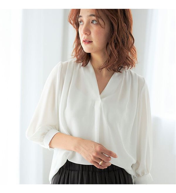 GeeRA（ジーラ）の「シルエットきれい！上品7分袖デザインブラウス（ブラウス）」｜詳細画像