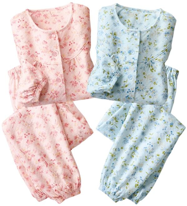 「【２着組】やわらか花柄キルトパジャマ（パジャマ・ルームウェア）」｜2着組