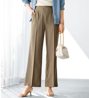 BELLUNA（ベルーナ）の「麻調ストレッチ素材美脚フレアーパンツ（フルレングスパンツ）」｜詳細画像