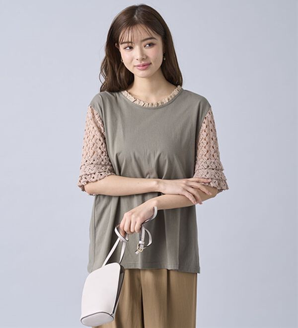 BELLUNA（ベルーナ）の「ヒンヤリ！異素材使いデザインプルオーバー（カットソー）」｜詳細画像