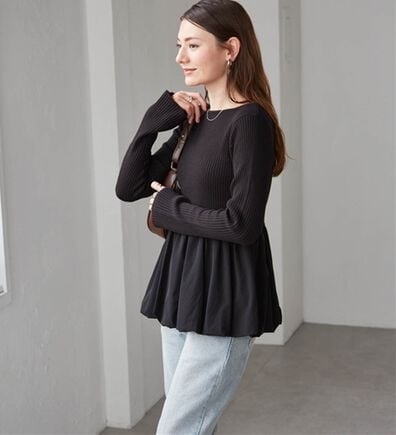 RANAN（ラナン）の「裾バルーンドッキングリブニット（ニット・セーター）」