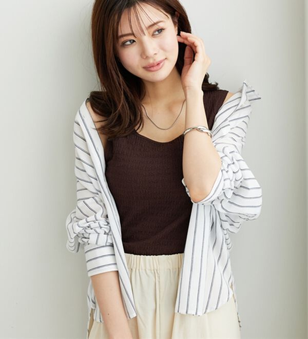 BELLUNA（ベルーナ）の「ジャカード素材カップ付タンクトップ（タンクトップ・キャミソール）」｜詳細画像