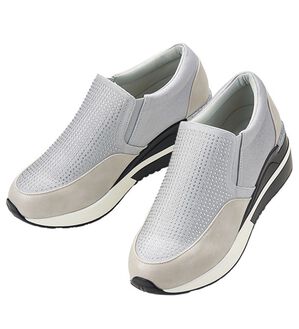 ルフラン（ルフラン）の「きれいめコーデにも合う４Ｅきらめきヒールアップスニーカー（スニーカー）」｜ライトグレー(スリッポン)