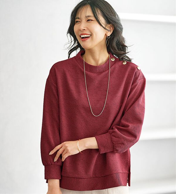 BELLUNA（ベルーナ）の「ジャカード素材肩ボタンプルオーバー（カットソー）」｜詳細画像