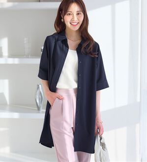 alotta（アロッタ）の「シャツチュニックワンピース（チュニックワンピース）」｜ネイビー