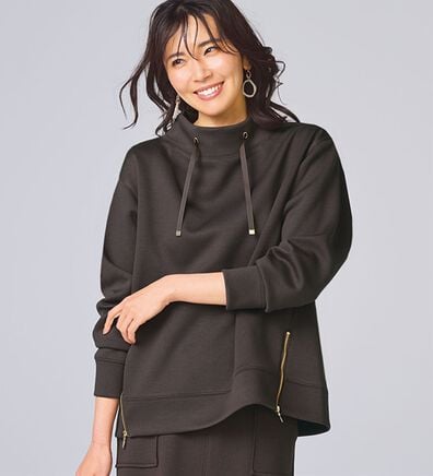 BELLUNA（ベルーナ）の「なめらかタッチ！もっちりん裾ジッププルオーバー（カットソー）」