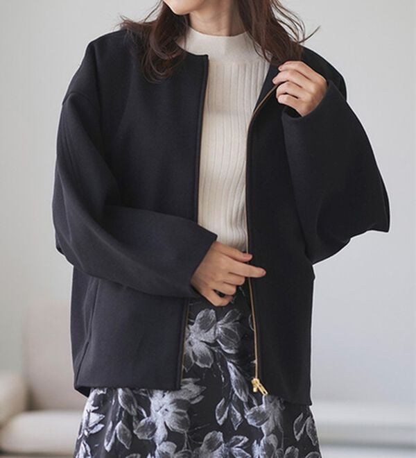 RANAN（ラナン）の「ウールライクコクーンシルエットコート（ハーフコート）」｜ブラック