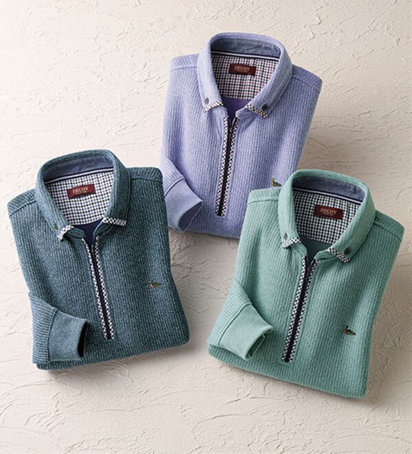 「＜デコイ＞衿デザイン杢調トレーナー（メンズトレーナー）」｜詳細画像