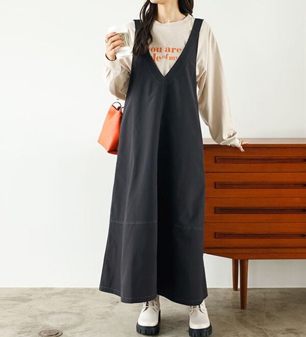 Vネックデザインジャンパースカート - ベルーナ【公式】