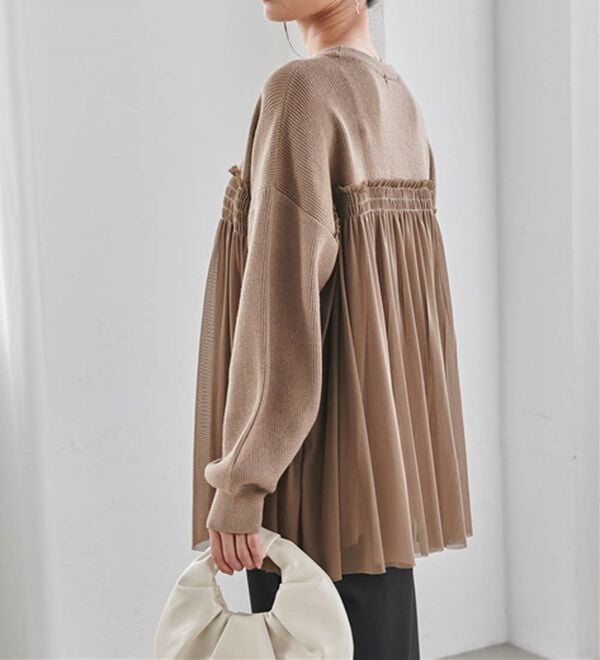 RANAN（ラナン）の「洗える！ビスチェ風チュールドッキングニット＜ムースタッチライト＞（ニット・セーター）」｜詳細画像