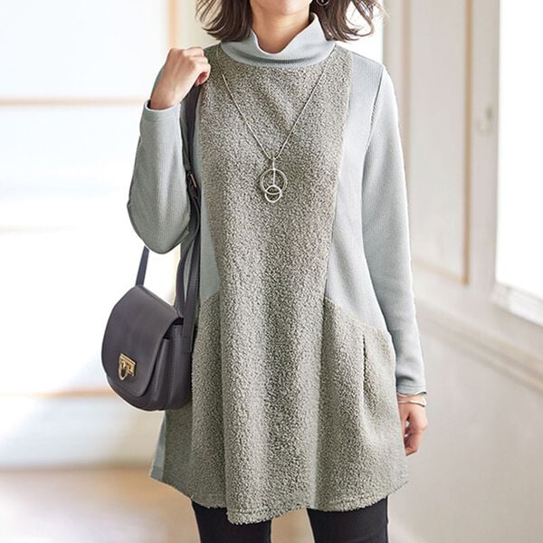 BELLUNA（ベルーナ）の「ブークレー切替リブ使いデザインチュニック（チュニック）」｜詳細画像