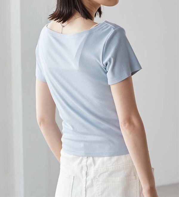 RANAN（ラナン）の「【ひんやり／着映え】上品ドレープリブＴシャツ（カットソー）」｜詳細画像