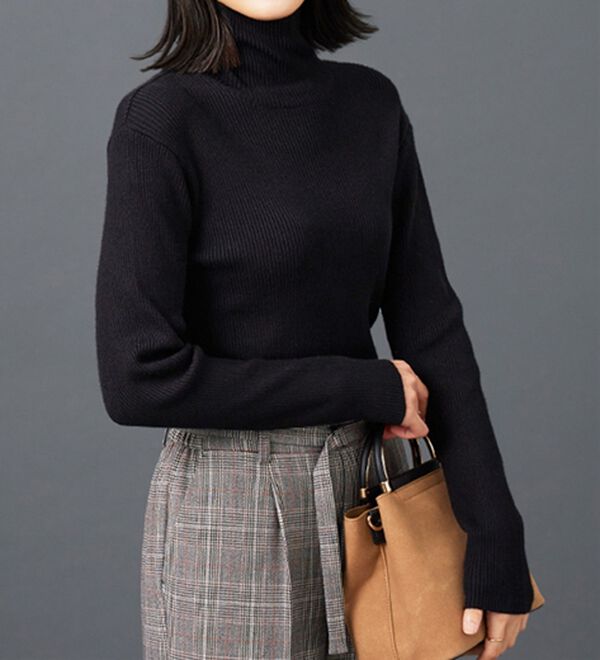 安心感あるプチプラニット】リブニットタートルネックプルオーバー