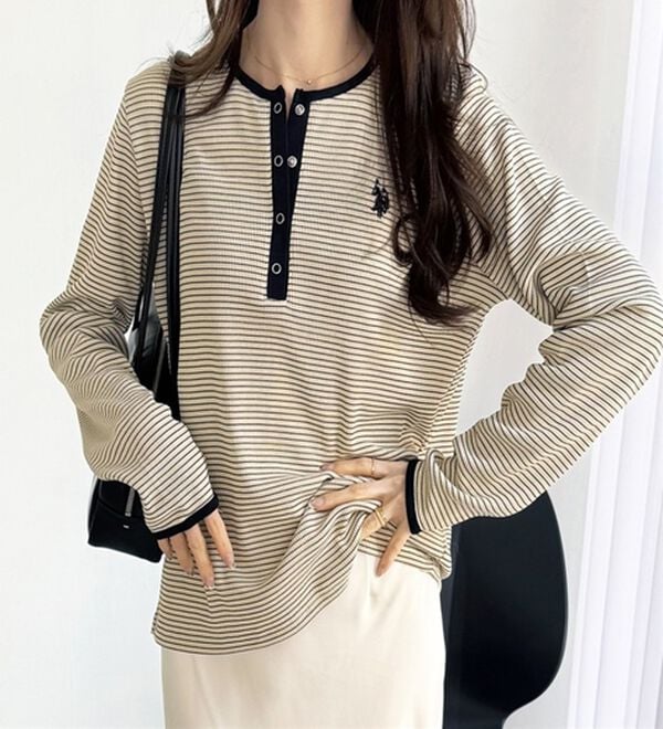 GeeRA（ジーラ）の「【U.S.POLOASSN】ワッフルヘンリーネックカットソー（カットソー）」｜詳細画像